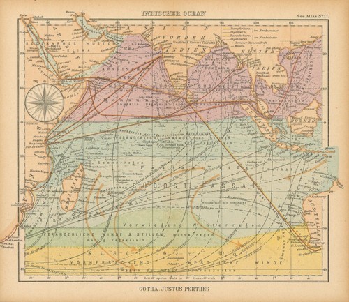 Historische seekarte indischer - seekarte,