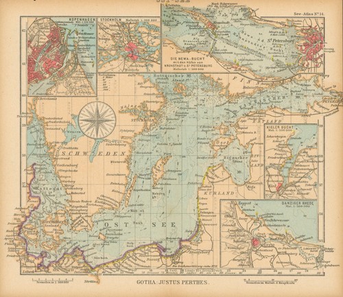 Historische ostsee karte 1925 - historische,