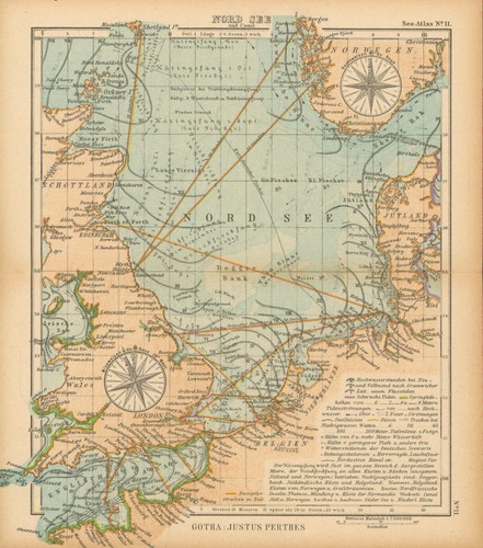 Historische seekarte nordsee - historische,